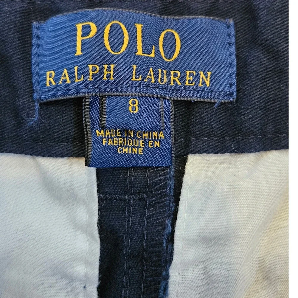 Polo Ralph Lauren Kids Navy Blue Chino Pants Size 8 Adjustable Waist Preppy